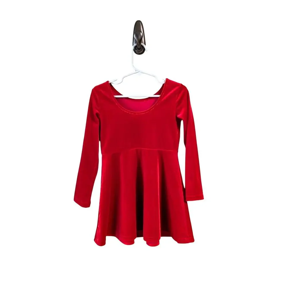 The Children's Place Velour Dress 18-24 Months Red Long Sleeve Festive Holiday